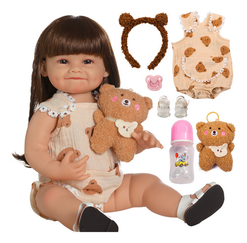 VXN Boneca Bebe Reborn Menina Girafa Boneca Realista silicone 48cm