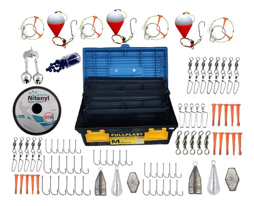 Kit Pesca Caja Super Completa Armado Líneas 35 Articulos !