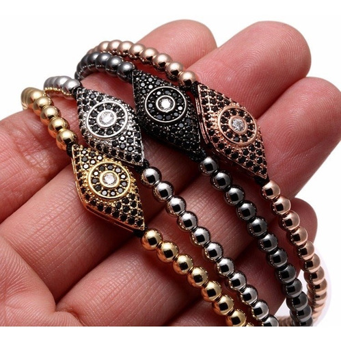 Pulsera De Hombre Mujer Plateada Moda 2019 Ojo Vintas