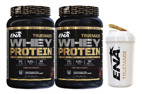 2 Whey Protein Ena True Made Proteína Isolate  + Shaker