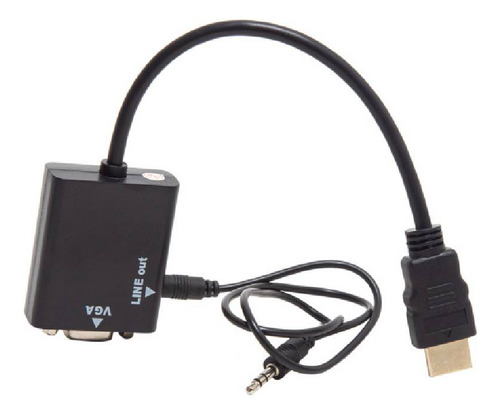 Cabo Adaptador Md9 15cm Hdmi Macho Para Vga Fêmea Áudio P2