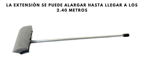 Cepillo Y Bastón Aluminio 2.40mts Limpieza Vidrios De Altura