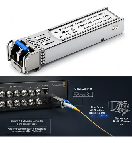 Módulo Óptico Sfp 12g Blackmagic Adpt-12gbi/opt 4k Sdi Fibra