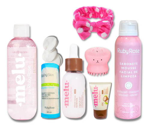 Kit Completo Skincare Cuidados Faciais Melu 7 Itens