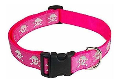 Collar De Perro Pequeño Rosa Reflectante Cráneo: 5-8  De Anc