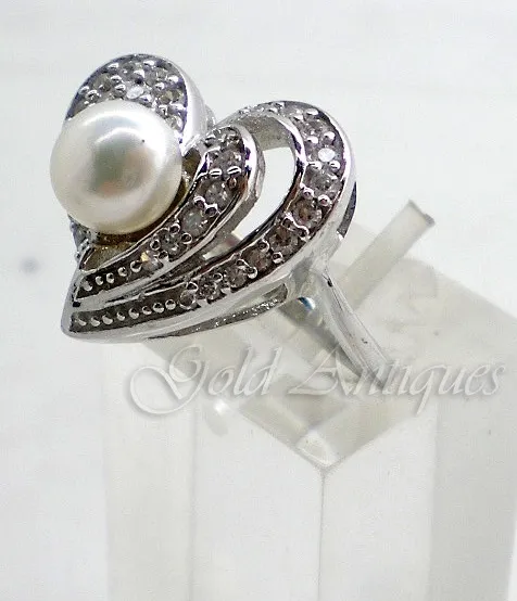 Anillo De Plata 925-oro Perla Natural Y Zafiros Bla