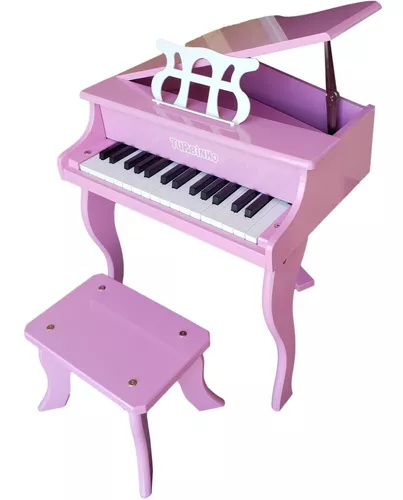 Mini Piano de Cauda Infantil - 30 Teclas - Turbinho - Cor Branco