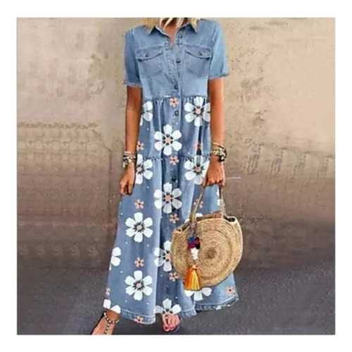 Ofertas Especiales Vestido De Mezclilla Largo Y Holgado Para