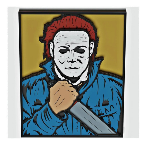 Cuadro Decorativo Mike Myers Halloween Pelicula Madera