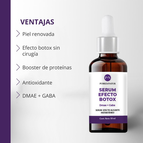 Imagen 4 de 7 de Serum Facial Efecto Botox Con Dmae Y Gaba Elasticidad 50ml