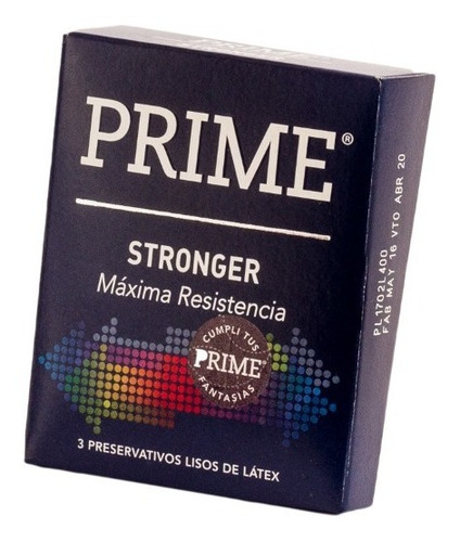 Imagen 2 de 4 de Preservativo Prime De Latex Lubricados Stronger X 3 U