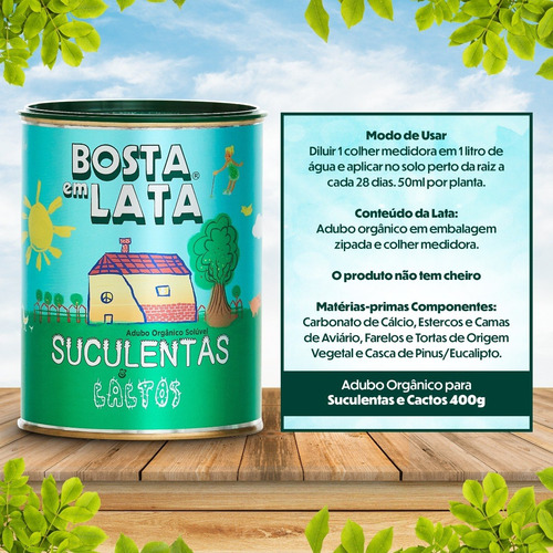 Imagem 3 de 3 de Fertilizante Orgânico Bosta Em Lata Suculentas E Cactos 400g