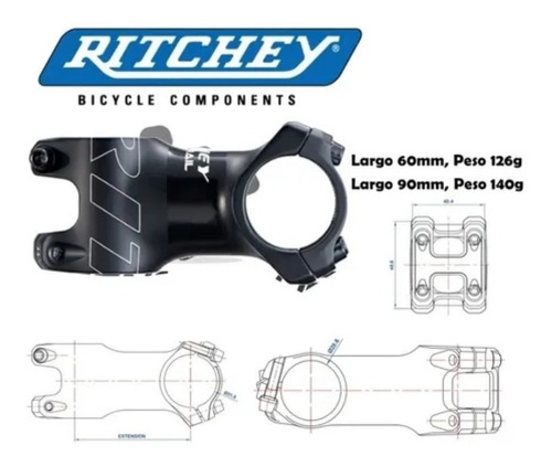 Espiga Ritchey Trail Aluminio Manubrio Biciclet Montaña Ruta