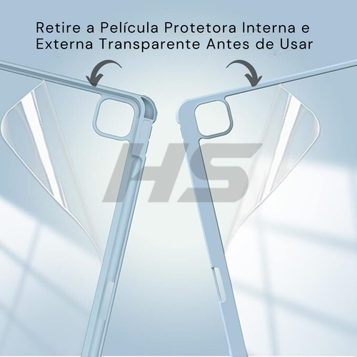 Capa P iPad Pro 11 M2 2022 4 Geração A2759 C Suporte Caneta Cor Azul-claro