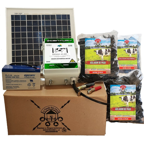 Energizador Ganadero Solar (45 Km) + Aisladores Gratis 