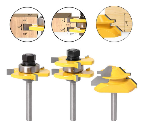 Kit Brocas Router Zanco 1/2 Machimbrado Ensamble Madera 3/4