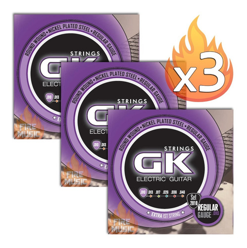 Pack X3 Encordados Para Guitarra Electrica Gk 08 09 010 011