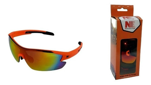 Lentes Ciclismo New Evolution Ne-504 Intercambiables Color de la lente Tornasolado Color del armazón Naranja