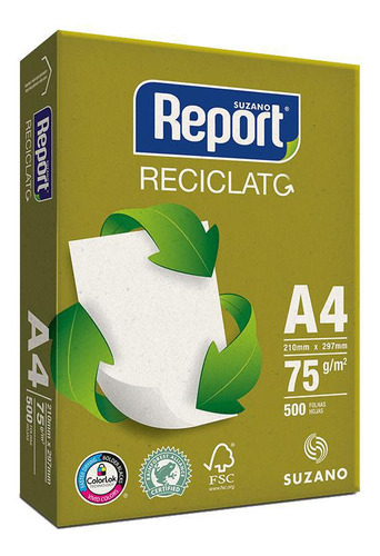 Papel Sulfite A4 Reciclado 75g 500 Folhas Reciclato Report