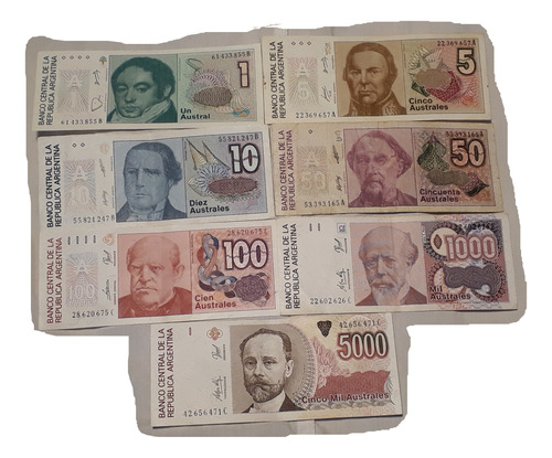 Billetes  Argentina Australes Serie Lote X 7 Sc- Ebc Bc 