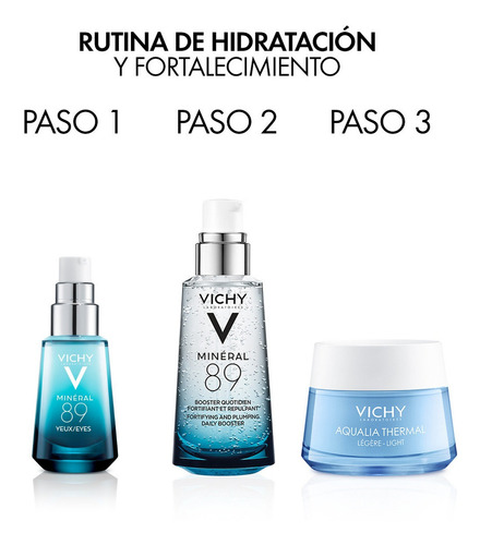 Imagen 8 de 11 de Gel/Serum Fortalecedor Facial Diario con Ácido Hialurónico Vichy Mineral 89 día/noche para todo tipo de piel de 50mL