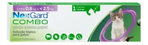 Nexgard Combo 1 Unidade Gatos Pulga Sarna Verme 0,8 A 2,5kg