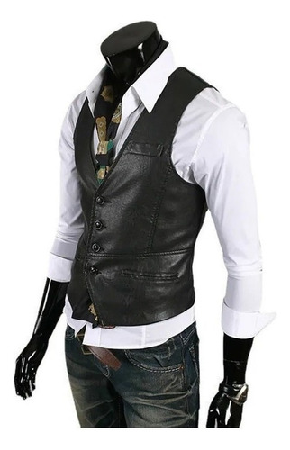 Gift Men's Vests Casual Solid Color Synthetic Leather .