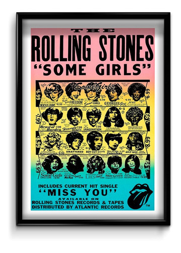Cuadro The Rolling Stones 12 35x50 (marco + Lámina + Vidrio)
