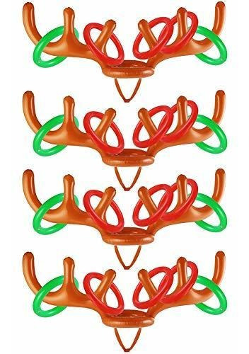 Paquete De 4 Cornamentas Inflables De Reno Con Anillas,...