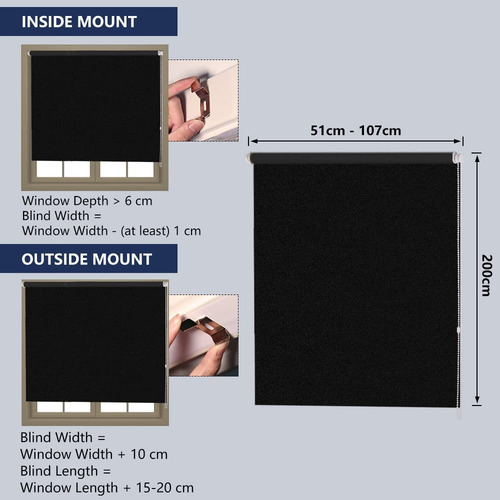 Persiana Enrollable Blackout 102x200cm Para Ventana