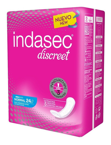 Indasec Discreet Normal Aposito Adultos 6 Pack X 24 Unidades