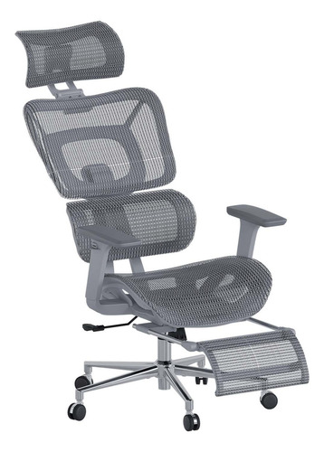 Silla Oficina Ultra Ergonómica Reclinable C Soporte Lumbar Color Gris Material del tapizado Tela