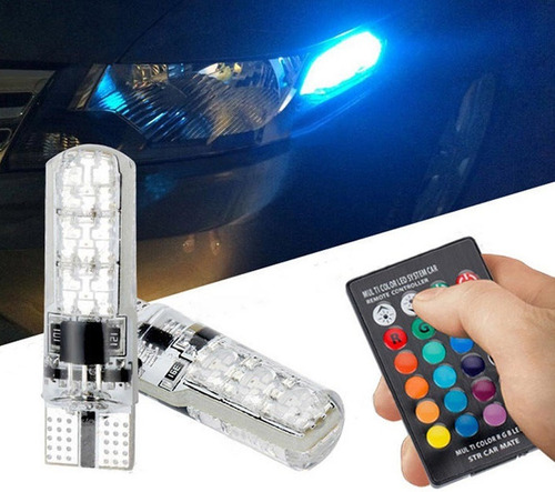 Bombillos Led T10 O W5w Color Programable Rgb Control X2