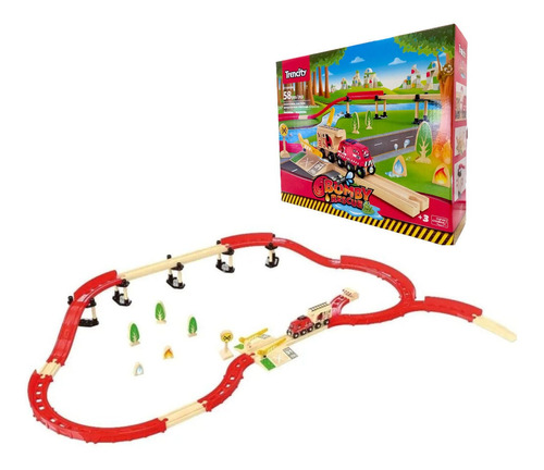 Kit Tren Con Pista De Madera Bomby Recue 58 Piezas Trencity