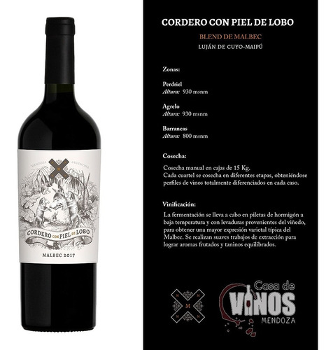 Vino Cordero Con Piel De Lobo Malbec X 6unidades