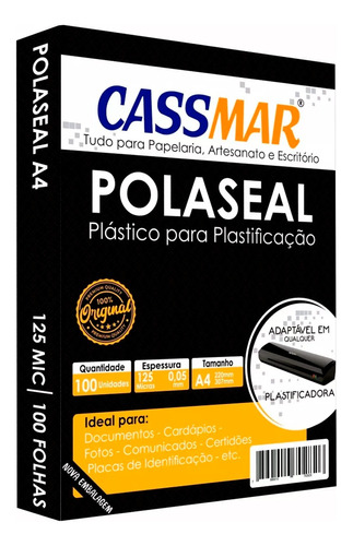 Polaseal Plástico Para Plastificação A4 220x307x0,05mm 100un