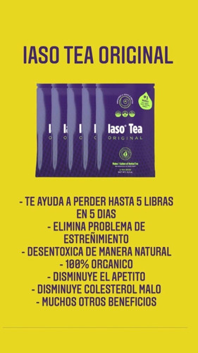 Iaso Te Original Detox Bajar De Peso, 5 Sobres. Envio Gratis