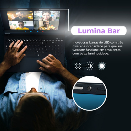 Notebook Positivo Vision R15 Lumina Bar, AMD Ryzen 5 8GB 256GB, Tela 15 polegadas Full HD Antirreflexo, Linux - Preto