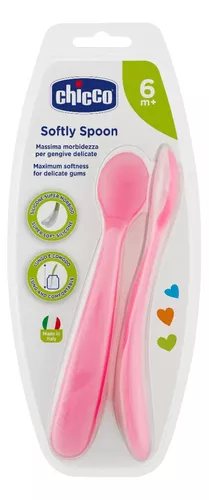 Cucharas Silicona Bebe Chicco Softly Spoon +6m X2 Unidades
