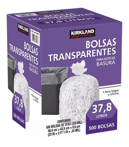 Bolsas Plástico Basura Cestos Oficina Casa 37 Lt 500 Pz 