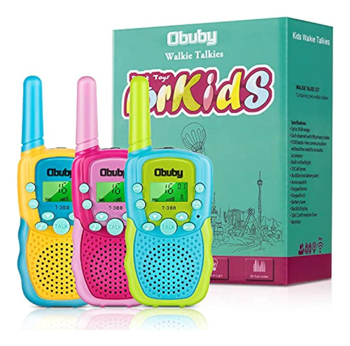 Walkie Talkies Para Niños 3 Pzs Gran Alcance Con Linterna C