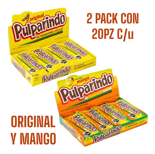 Pulparindo Original Y Pulparindo Mango 2pack 20pz.c/u
