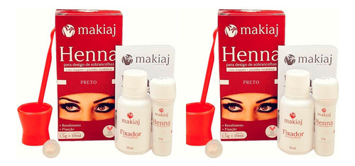 Kit 2 Un Henna Sobrancelha Profissional Makiaj Alta Fixação Cor Preto