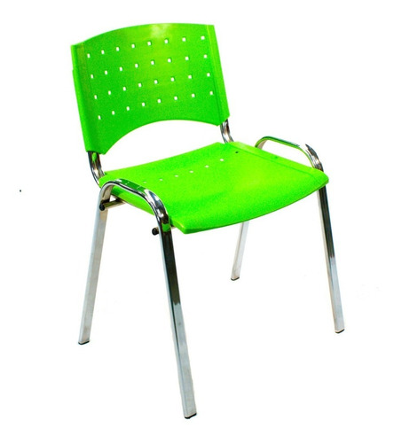 Silla Apilable Oficina Cromada Fija Plastica Reforzada 