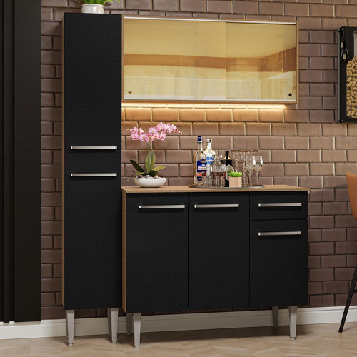 Mueble Cocina Compacta 137cm S/ Mesón Acero Emilly Madesa 06