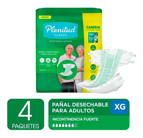 Imagen 2 de 3 de Pañal Para Adultos Plenitud Classic X 16 Un Pack X 4