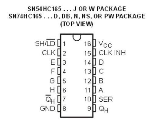 Imagen 2 de 3 de Registro De Desplazamiento 74hc165 5pcs