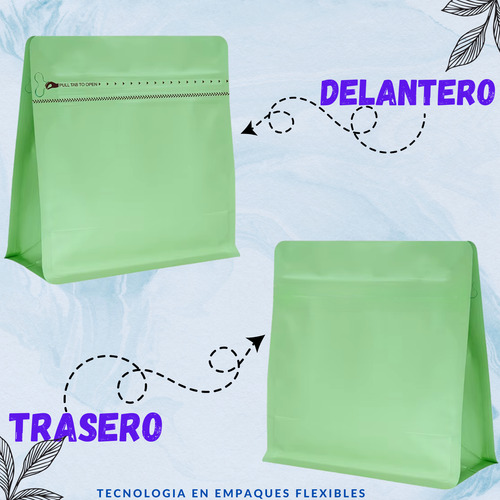 100 Bolsas Para Café, Cuadradas De 1 Kg Verde Claro Cuadrada 1kg
