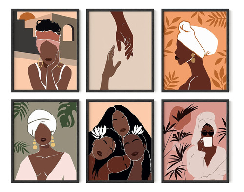 Haus And Hues Black Woman - Juego De 6 Decoración De Pared, 