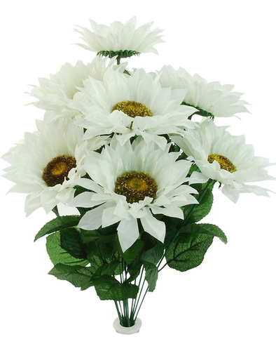 Arbusto De Flores De Girasol Artificial, Color Crema, 2...